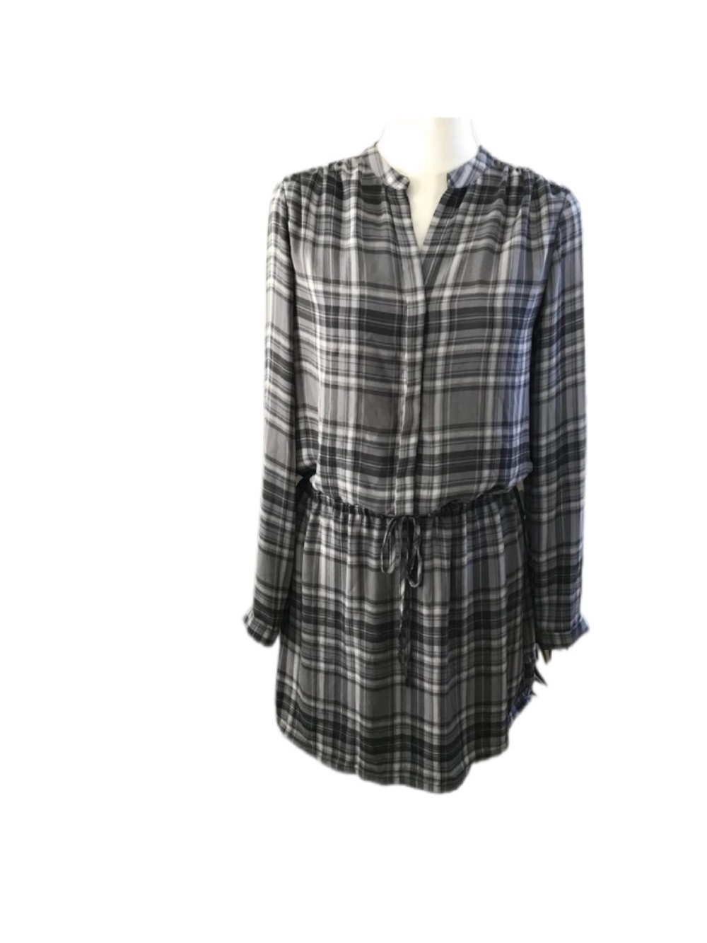 Dalia Long Sleeve Drawstring Waist Poly Women Dress Gray 4*